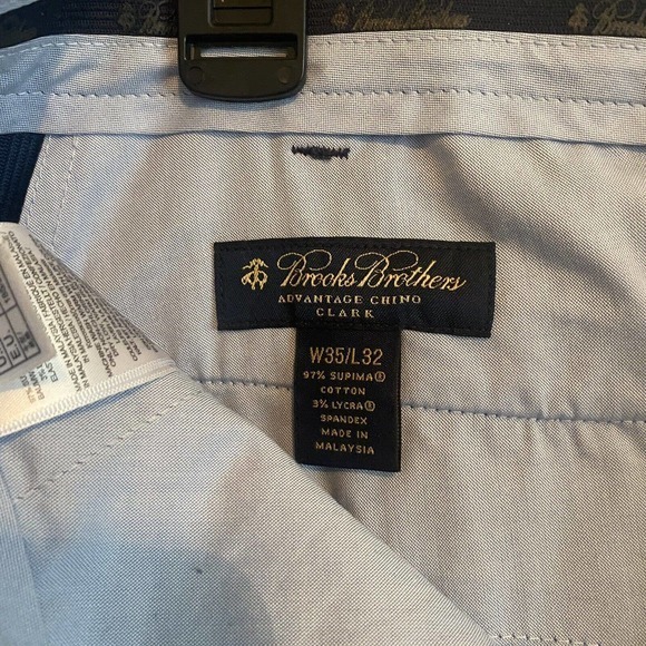BROOKS BROTHERS Clark Stretch Plaid Flat Front Advantage Chino Pants 35 x 32 - Picture 3 of 4